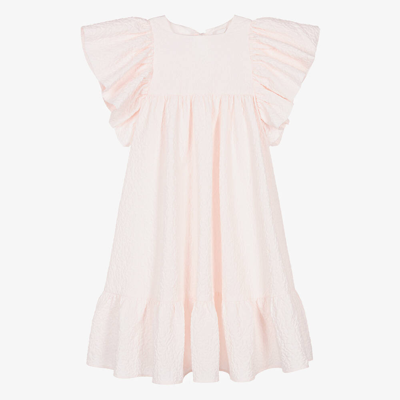Petite Amalie Kids' Girls Pink Flutter Sleeve Dress