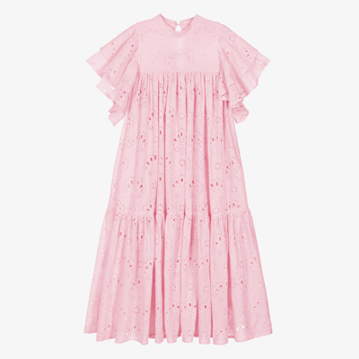 Petite Amalie Kids' Girls Pink Broderie Anglaise Dress