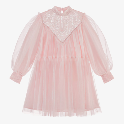 Petite Amalie Teen Girls Pink Lace & Tulle Dress