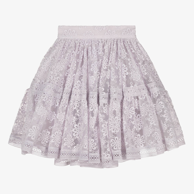 Petite Amalie Teen Girls Purple Embroidered Organza Skirt