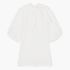 PETITE AMALIE TEEN GIRLS WHITE EMBROIDERED FLORAL DRESS
