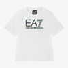 EA7 EA7 EMPORIO ARMANI BOYS WHITE COTTON EA7 T-SHIRT