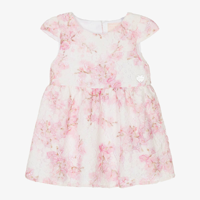 Guess Baby Girls Pink Blossom Lace Dress In White