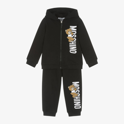 Moschino Baby Babies' Black Cotton Jersey Teddy Bear Tracksuit