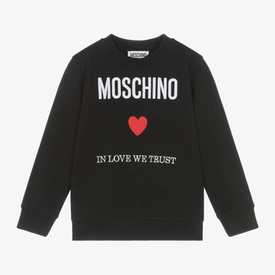 Moschino Kid-teen Black Cotton Slogan Logo Sweatshirt
