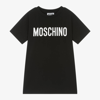 MOSCHINO KID-TEEN GIRLS BLACK COTTON T-SHIRT DRESS