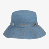 MOSCHINO KID-TEEN GIRLS BLUE CHAMBRAY BUCKET HAT