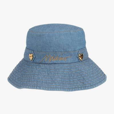 Moschino Kid-teen Kids' Girls Blue Chambray Bucket Hat