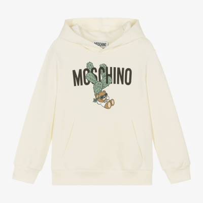 Moschino Kid-teen Kids' Ivory Piqué Cactus Bear Hoodie