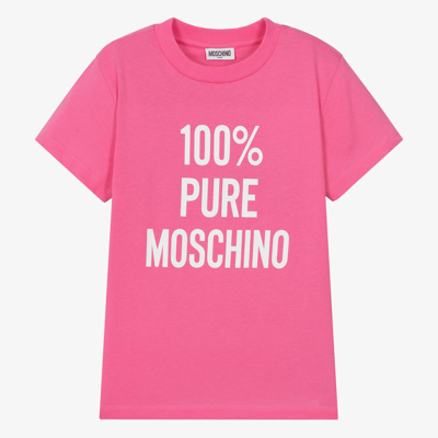 Moschino Kid-teen Teen Pink Cotton Slogan T-shirt