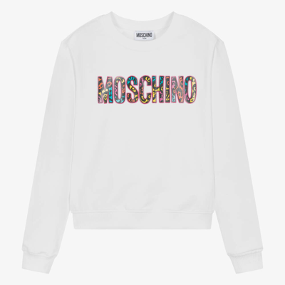 Moschino Kid-teen Teen Girls White Cotton Sweatshirt