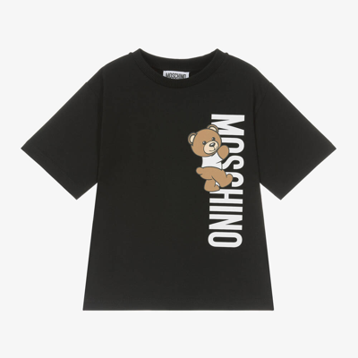 Moschino Kid-teen Babies' Black Cotton Teddy Bear Maxi T-shirt