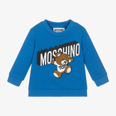 Moschino Baby Babies' Boys Blue Cotton Teddy Bear Sweatshirt