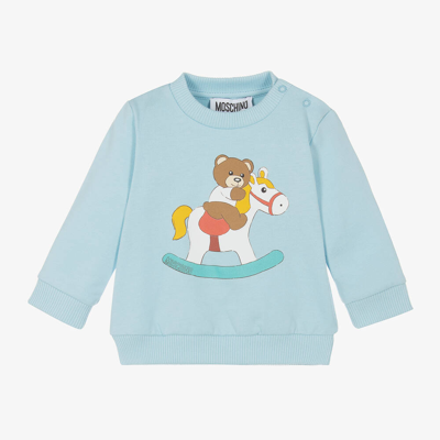 Moschino Baby Babies' Blue Cotton Rocking Horse Sweatshirt