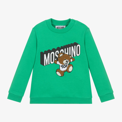 Moschino Baby Babies' Boys Green Cotton Teddy Bear Sweatshirt