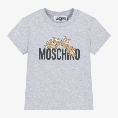 Moschino Baby Babies' Grey Cotton Teddy Bear T-shirt