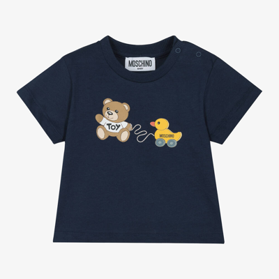 Moschino Baby Babies' Navy Blue Cotton Teddy Bear T-shirt