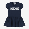 MOSCHINO BABY GIRLS NAVY BLUE COTTON DRESS