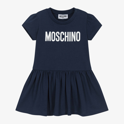 Moschino Baby Babies' Girls Navy Blue Cotton Dress