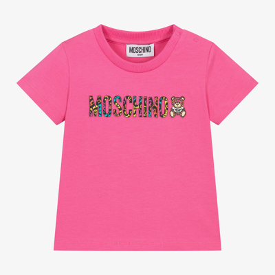Moschino Baby Babies' Girls Pink Cotton Teddy Bear T-shirt