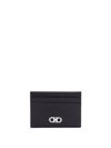 Ferragamo Gancini Embossed Credit Card Holder In Black