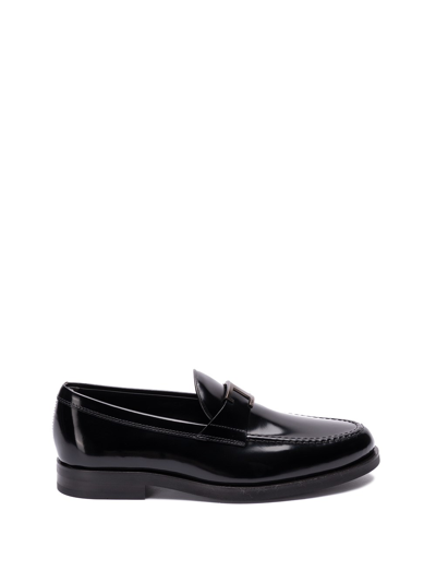 Tod's `t Timeless` Loafers In Black  
