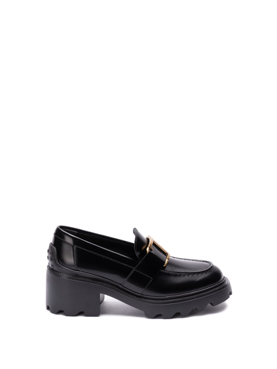 Tod's Women's Buckle Block Heel Loafers In Black  