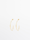 Massimo Dutti Textured Oval Earrings In Golden