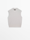 Massimo Dutti Lyocell Blend Top With High Neck In Cream