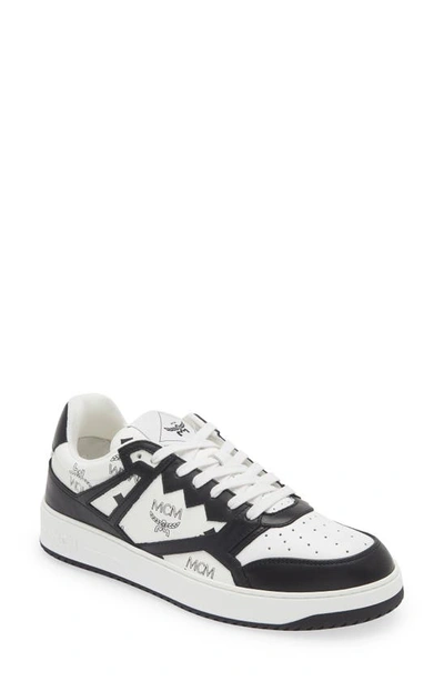 Mcm Neo Terrain Lo Sneakers In Visetos In Black & White