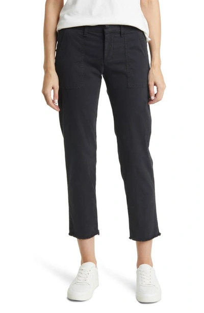 Frank & Eileen The Italian Crop Utility Pants In Washed Black