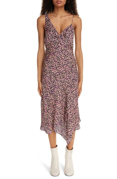 Isabel Marant Lucia Graphic-print Slip Dress In Faded Night