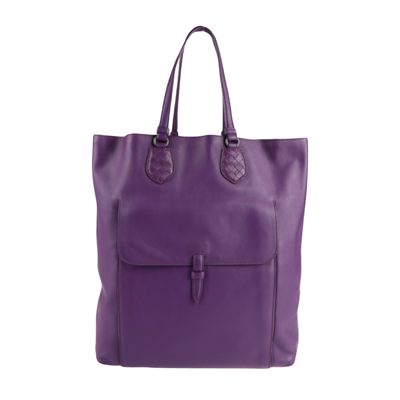 Bottega Veneta Intrecciato Purple Leather Tote Bag ()