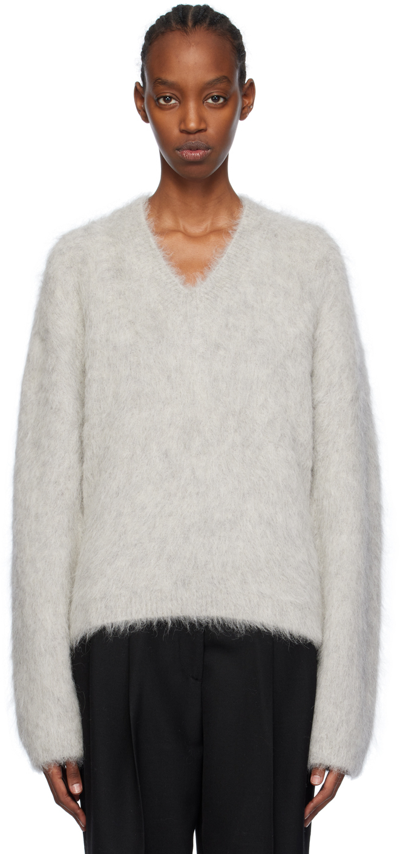 Totême Gray Petite Sweater In 018 Light Grey Mlang