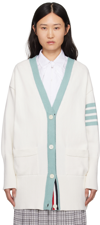 THOM BROWNE WHITE 4-BAR CARDIGAN