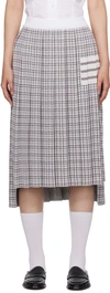 Thom Browne Pleated Jacquard-knit Silk And Cotton-blend Midi Skirt In 055 Lt Grey