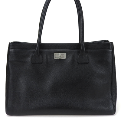 Pre-owned Chanel Executive Black Leather Tote Bag ()