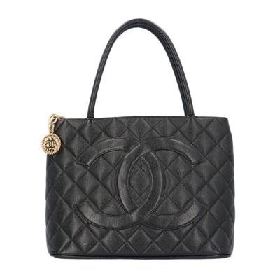 Pre-owned Chanel Médaillon Black Leather Tote Bag ()