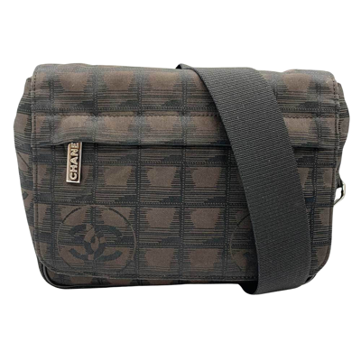 Pre-owned Chanel Travel Line Brown Canvas Clutch Bag ()