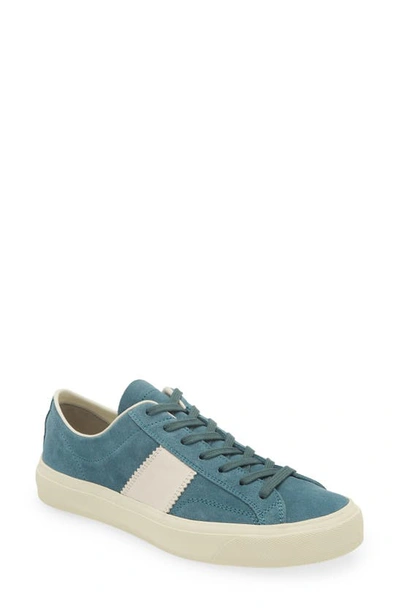 Tom Ford Cambridge Low Top Sneaker In Teal/ Cream