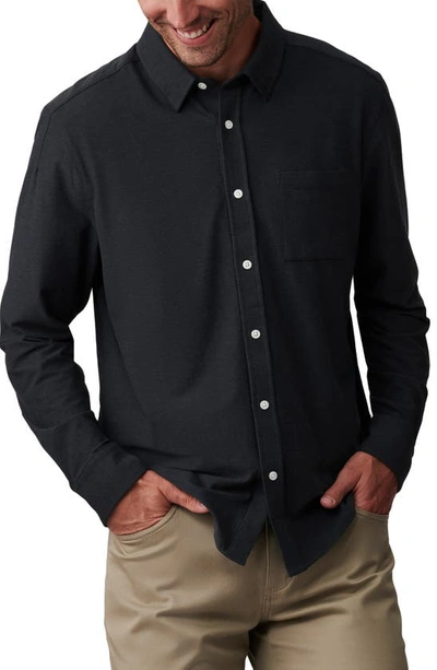 Rhone Wfh Knit Button-up Shirt In Black Heather