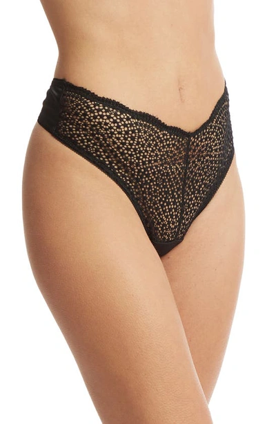 Hanky Panky Wrapped Around You Geometric Lace Thong In Black