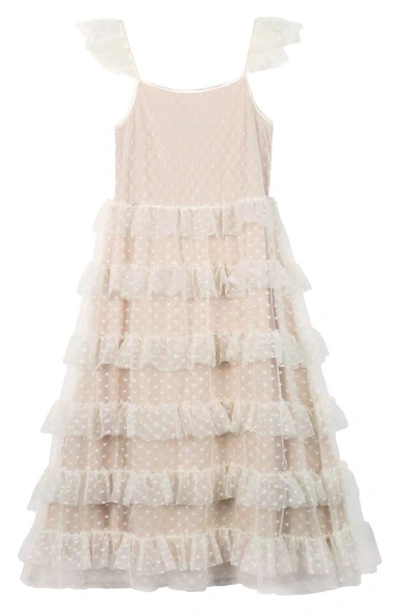 Zunie Kids' Ruffle Tiered Party Dress In Ivory