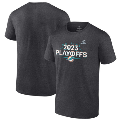 Fanatics Branded Heather Charcoal Miami Dolphins 2023 Nfl Playoffs T-shirt