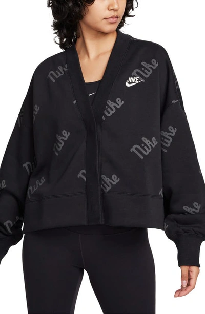 Nike Sportswear Phoenix Fleece Oversize Cardigan In Black