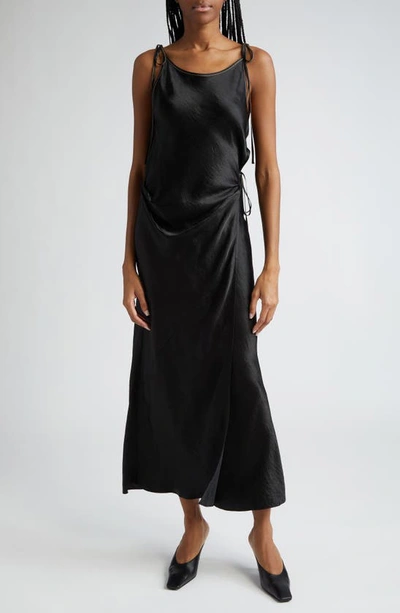 Acne Studios Dayla Textured Satin Dress In Black