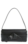 Acne Studios Musubi Elongated Bow Detail Leather Crossbody Bag In Black