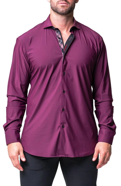 Maceoo Einstein Stretchflow Cotton Button-up Shirt In Purple