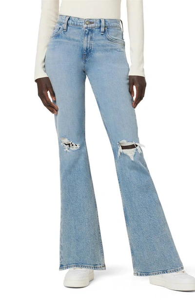 Hudson Farrah Ripped High Waist Bootcut Jeans In Ice Blue Dest