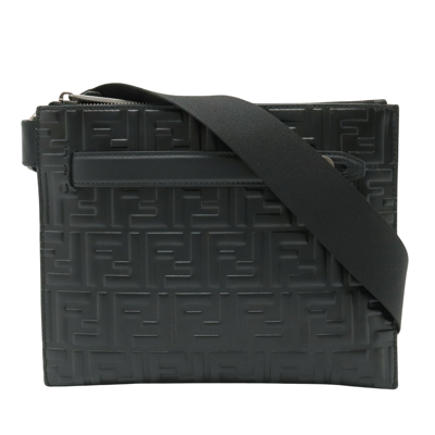 Fendi Ff Black Leather Shoulder Bag ()